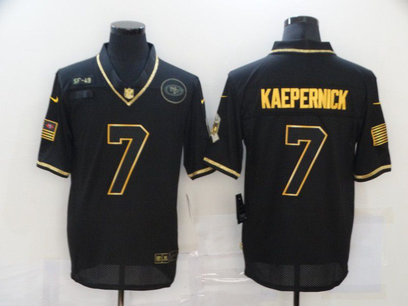 Men San Francisco 49ers #7 Kaepernick Black Retro Gold Lettering 2020 Nike NFL Jersey->san francisco 49ers->NFL Jersey